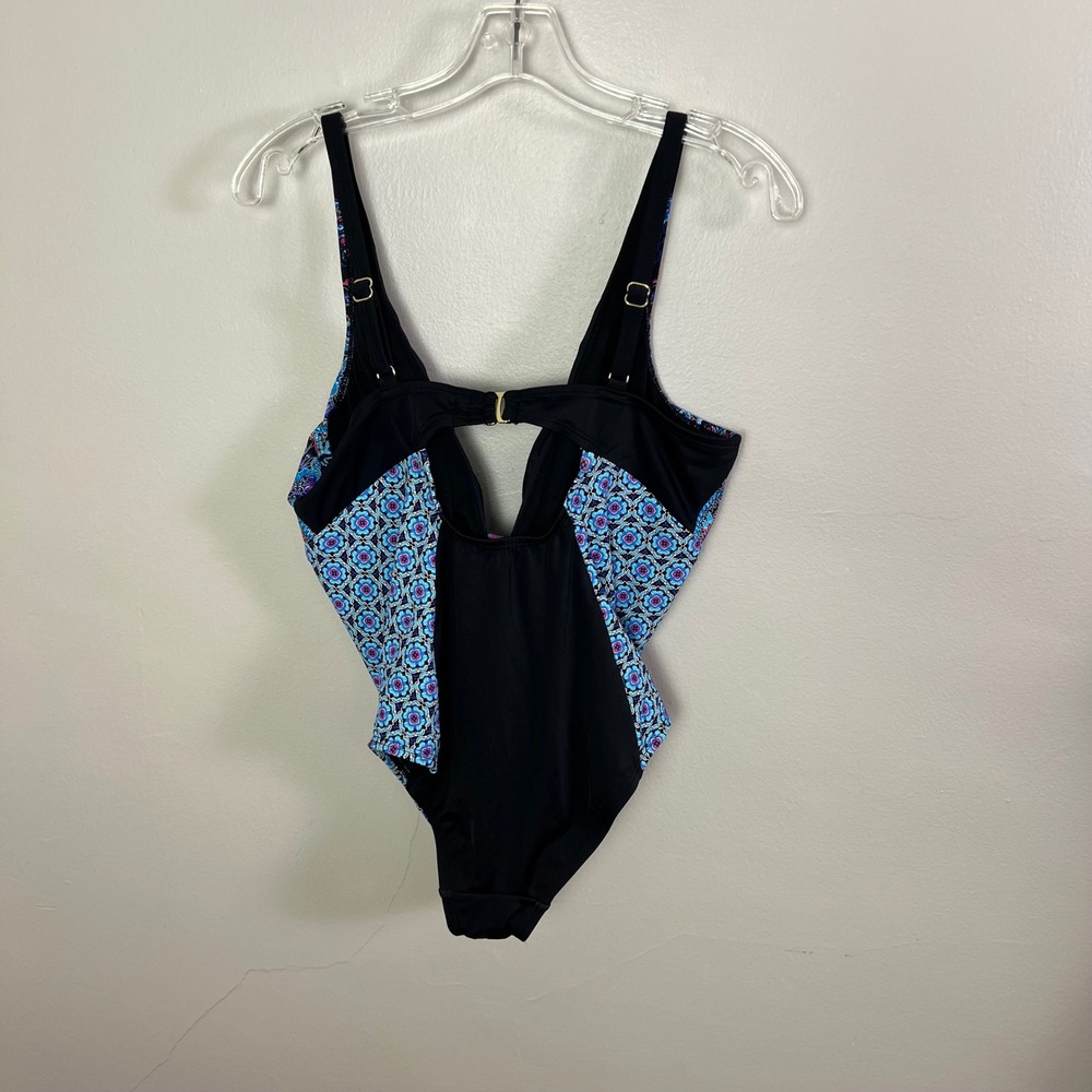NWT - Swimsuits for All Size 12 One Piece Swimsuit Black Blue Paisley Print - Picture 3 of 10